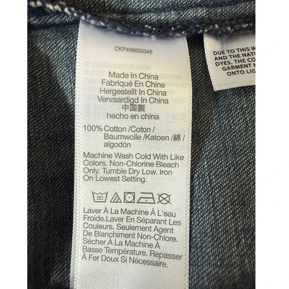 Madewell Denim Short Sleeve Tie Dye Bleach Button Down Shirt NV325 Blue XS NEW - Picture 8 of 10